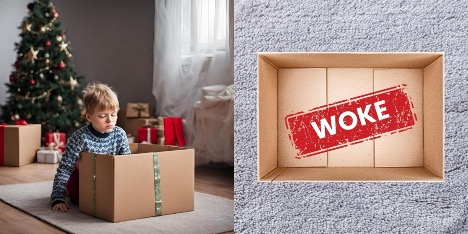 Kid opening woke gift during the holidays.